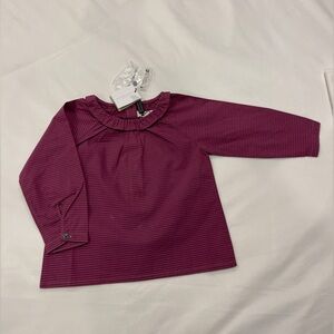 Burberry Kids Girls Magenta Checkered Long Sleeve Shirt